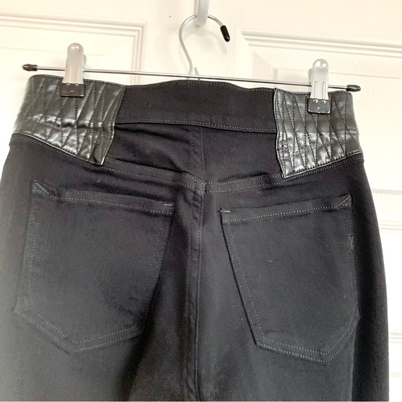 EXPRESS Black Faux Leather Paneled Waist High Rise Skinny Jeans Leggings - Picture 4 of 6